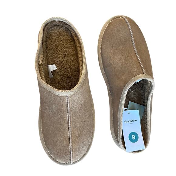 GOODFELLOW & CO Men's Cruz Genuine Suede Clog Slippers Brown 9 - Picture 2 of 2